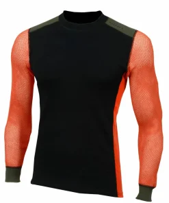Sale Aclima Men's WoolNet Hybrid Crew Neck Jet Black/Poinciana/Olive Nigh Jet Black/Poinciana/Olive Night