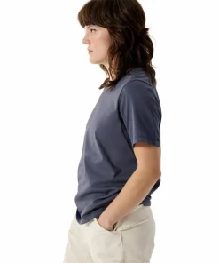 New Arc'teryx Women's Kragg Sl Cotton Emblem Crew Shortsleeve Dark Stratus Dk Stratus