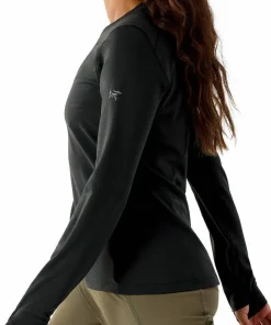 Outlet Arc'teryx Women's Taema Thermal Crew Longsleeve Black Heather