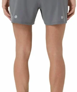 Clearance Asics Men's Road 5in Short Clay Grey/Steel Grey/Illuminate Green