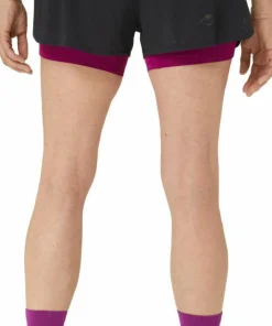 New Asics Women's Fujitrail 2-N-1 Short Performance Black/Blackberry