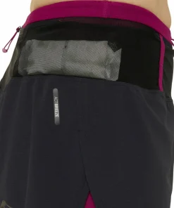New Asics Women's Fujitrail 2-N-1 Short Performance Black/Blackberry