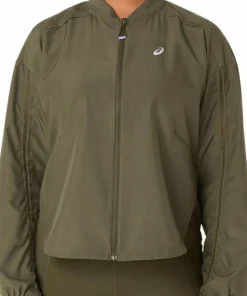 Discount Asics Women's Nagino Run Adjustable Jacket Dark Olive