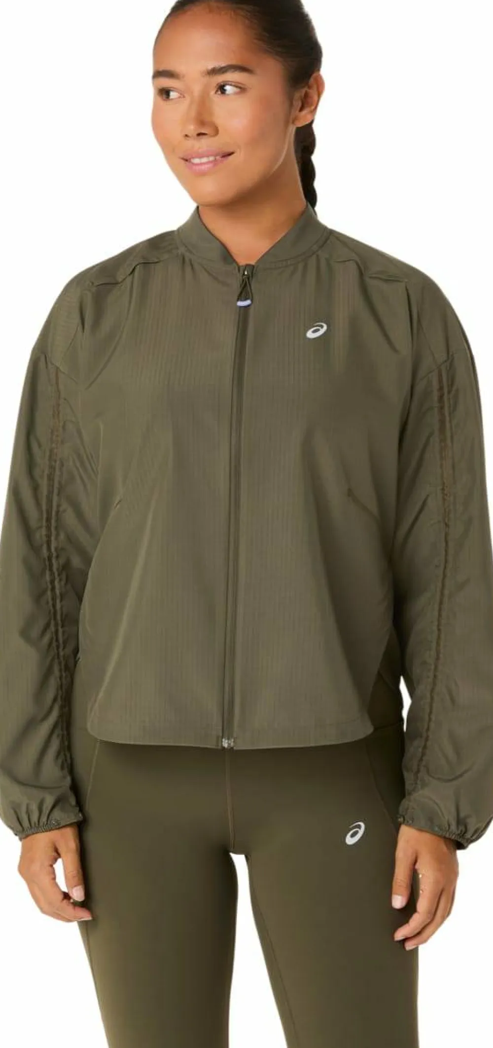 Discount Asics Women's Nagino Run Adjustable Jacket Dark Olive