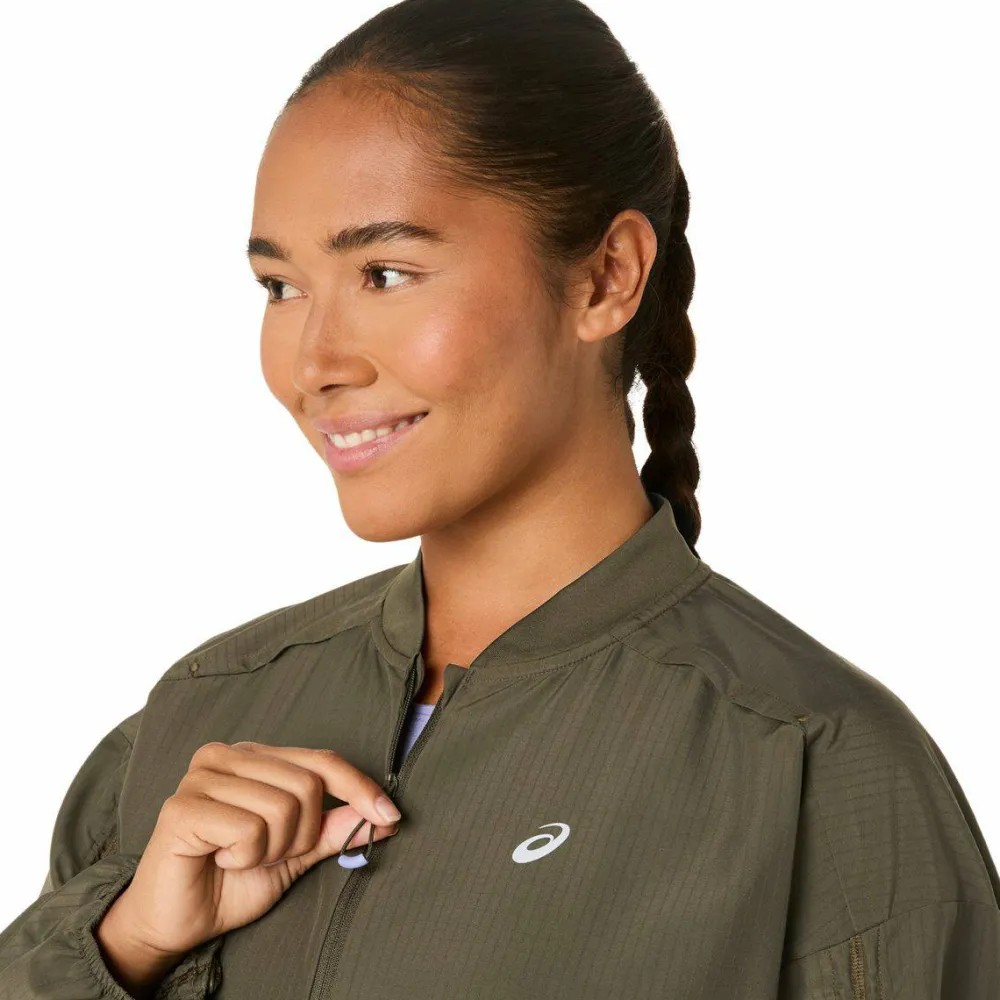 Discount Asics Women's Nagino Run Adjustable Jacket Dark Olive