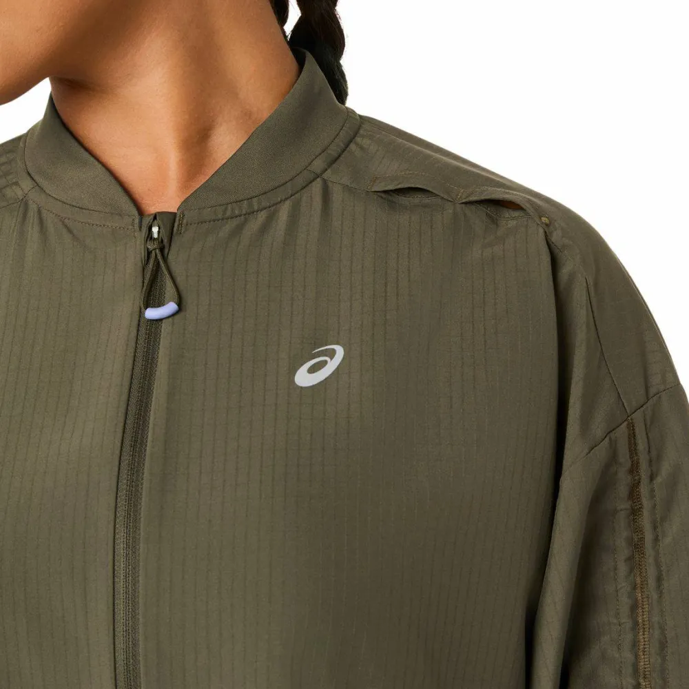 Discount Asics Women's Nagino Run Adjustable Jacket Dark Olive