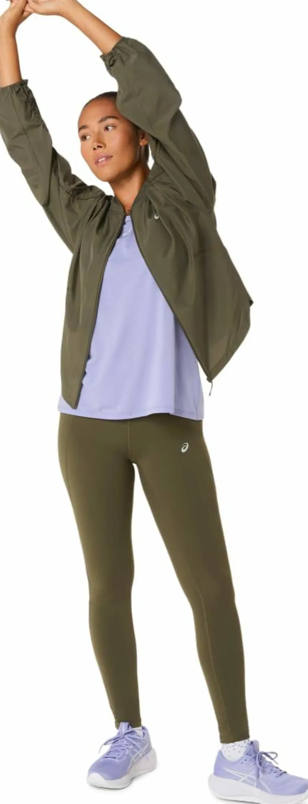 Discount Asics Women's Nagino Run Adjustable Jacket Dark Olive