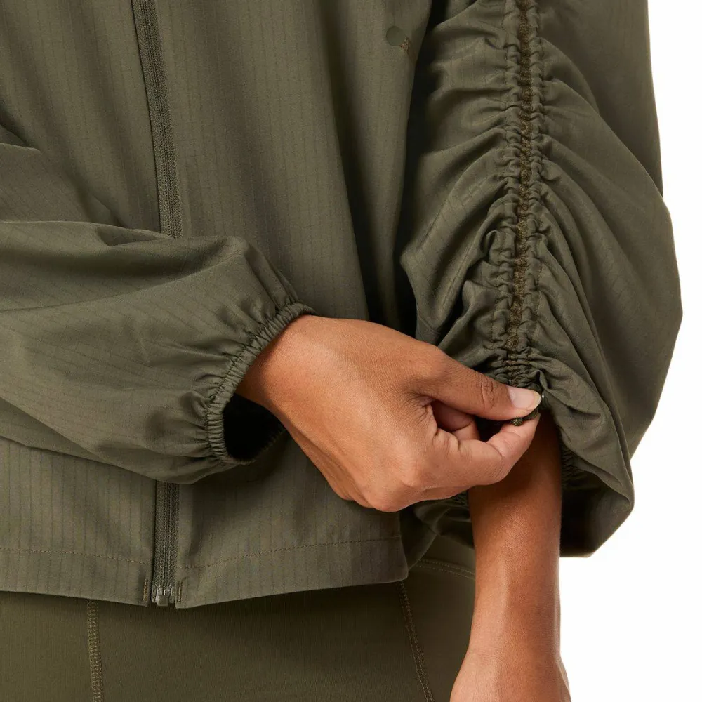 Discount Asics Women's Nagino Run Adjustable Jacket Dark Olive