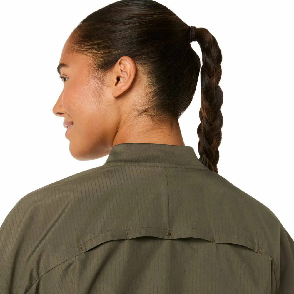 Discount Asics Women's Nagino Run Adjustable Jacket Dark Olive