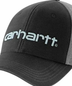 Online Carhartt Canvas Mesh-Back Logo Graphic Cap Black/Dark Horizon Blue