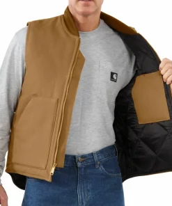 Sale Carhartt Men's V01 Insulated Rib Collar Vest Brown