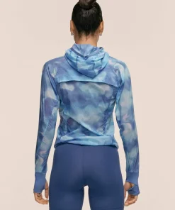 Hot Casall Women's Breeze Printed Running Jacket Breeze Blue Shadow
