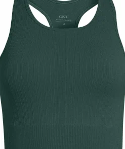 Clearance Casall Women's Multi Rib Seamless Padded Sports Top Dark Pine
