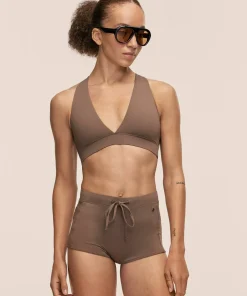 Casall Women's V-Neck Crossback Bikini Top Warm Khaki
