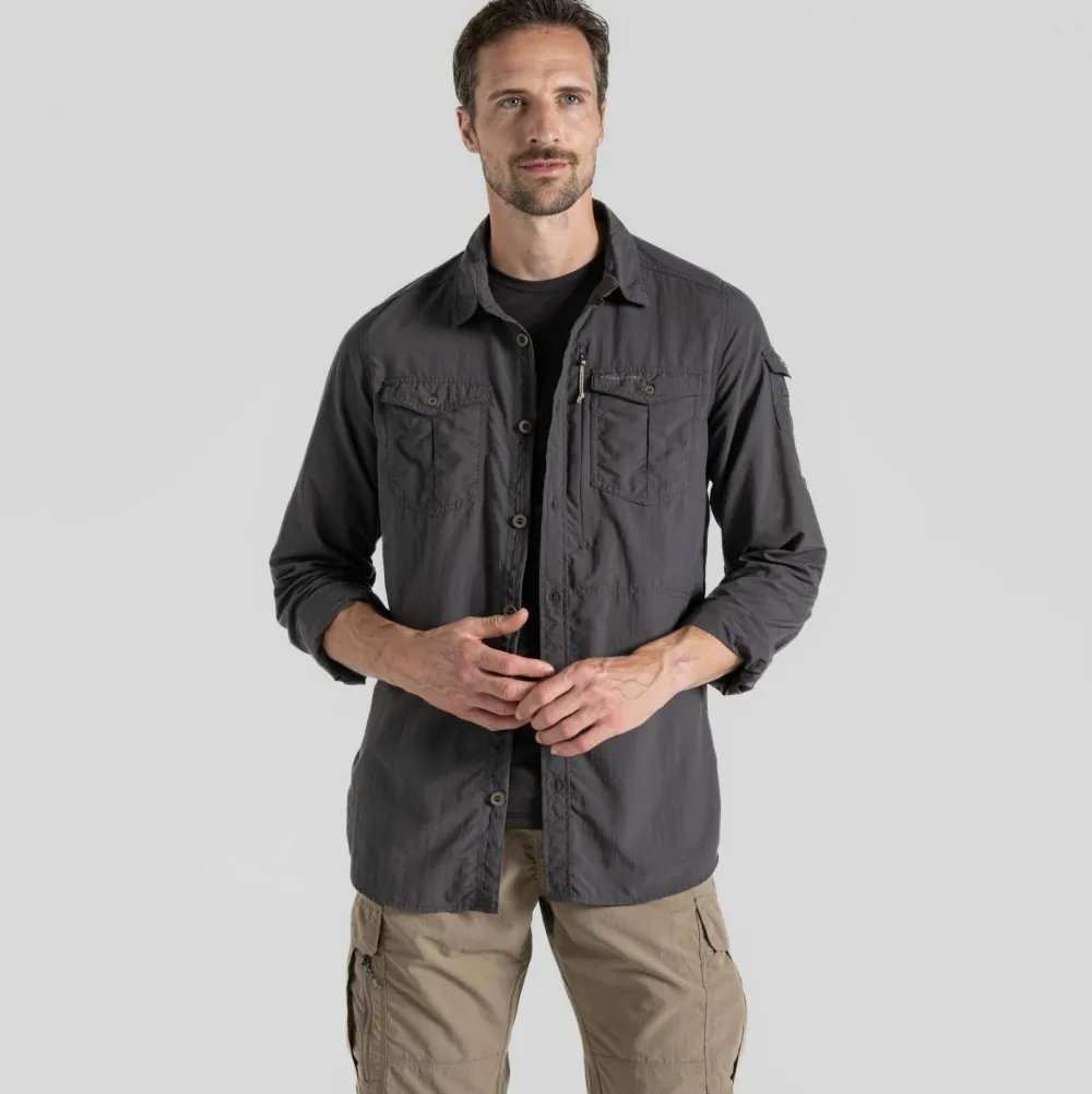 Hot Craghoppers Men's Nosilife Adventure Long Sleeved Shirt III Black Pepper