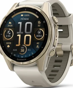 Sale Garmin Fenix 8 Amoled 43mm, Sapphire Soft Gold - Fog Grey/Sandstone Silicone Strap