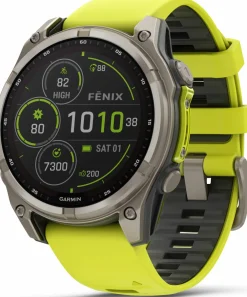 Best Garmin Fenix 8 Solar 47mm, Sapphire Solar Titanium - Amp Yellow/Graphite Silicone Strap