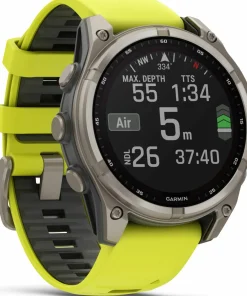 Best Garmin Fenix 8 Solar 47mm, Sapphire Solar Titanium - Amp Yellow/Graphite Silicone Strap