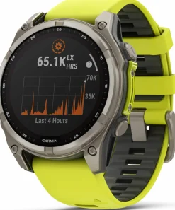 Best Garmin Fenix 8 Solar 47mm, Sapphire Solar Titanium - Amp Yellow/Graphite Silicone Strap