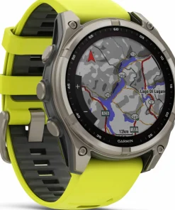 Best Garmin Fenix 8 Solar 47mm, Sapphire Solar Titanium - Amp Yellow/Graphite Silicone Strap