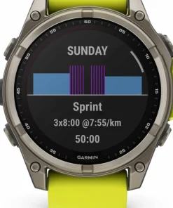Best Garmin Fenix 8 Solar 47mm, Sapphire Solar Titanium - Amp Yellow/Graphite Silicone Strap