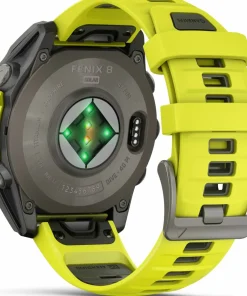 Best Garmin Fenix 8 Solar 47mm, Sapphire Solar Titanium - Amp Yellow/Graphite Silicone Strap