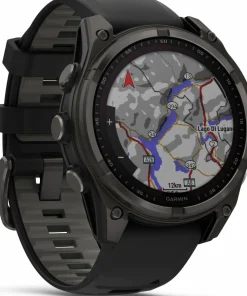 Best Garmin Fenix 8 Solar 47mm, Sapphire Solar Carbon Gray DLC Titanium - Black/Pebble Grey Silicone Strap