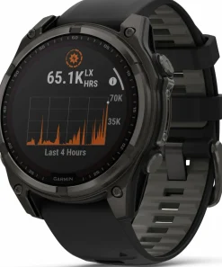 Best Garmin Fenix 8 Solar 47mm, Sapphire Solar Carbon Gray DLC Titanium - Black/Pebble Grey Silicone Strap