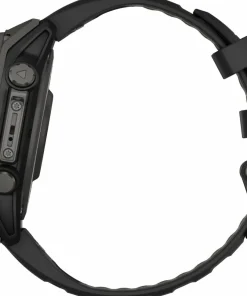 Best Garmin Fenix 8 Solar 47mm, Sapphire Solar Carbon Gray DLC Titanium - Black/Pebble Grey Silicone Strap