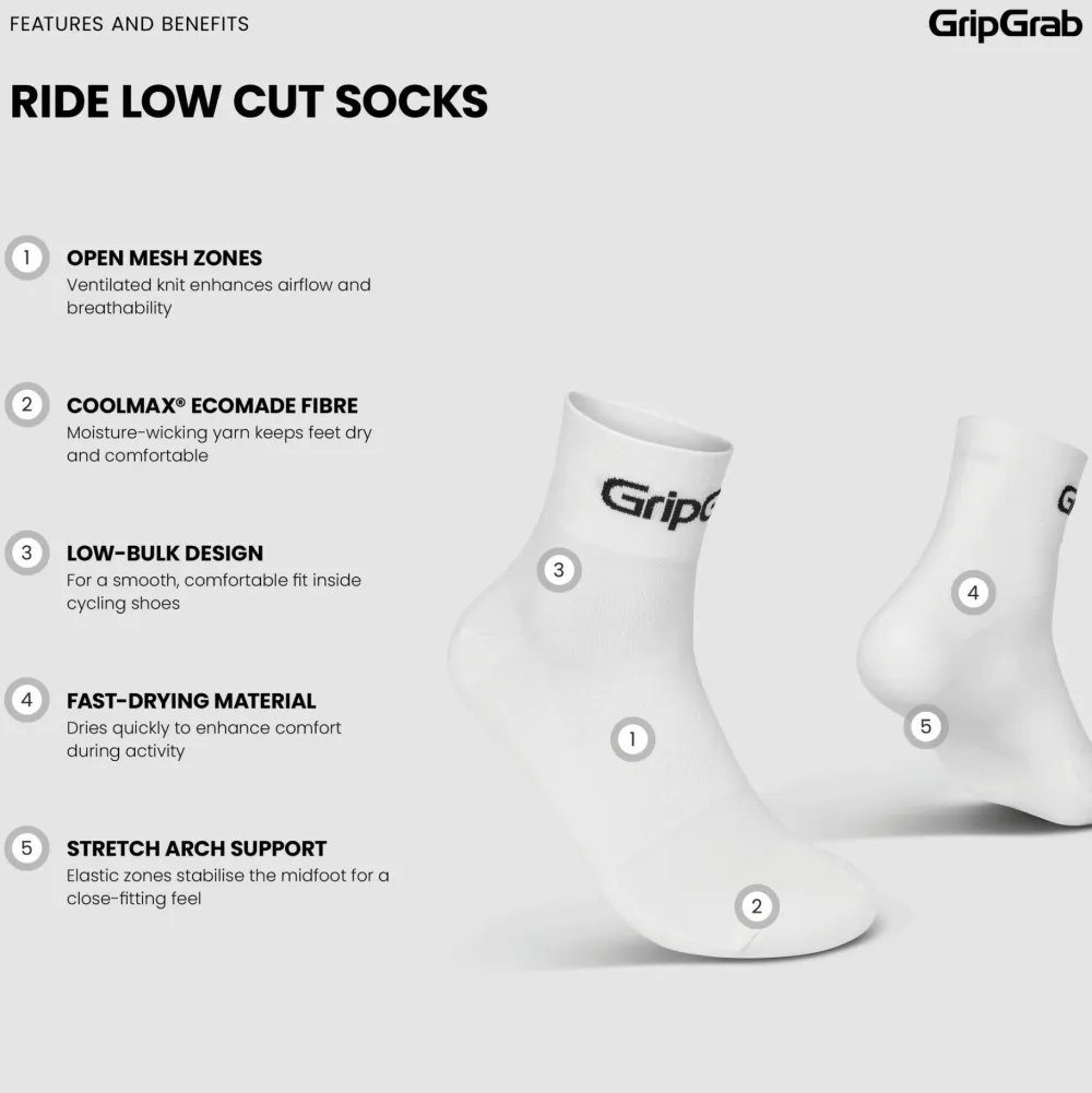 Sale Gripgrab RIDE Low Cut Socks White