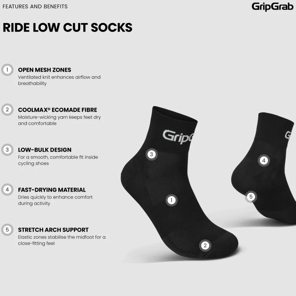 Online Gripgrab RIDE Low Cut Socks 3-Pack Black