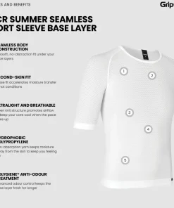 New Gripgrab Unisex PACR Ultralight Seamless Short Sleeve Base Layer White