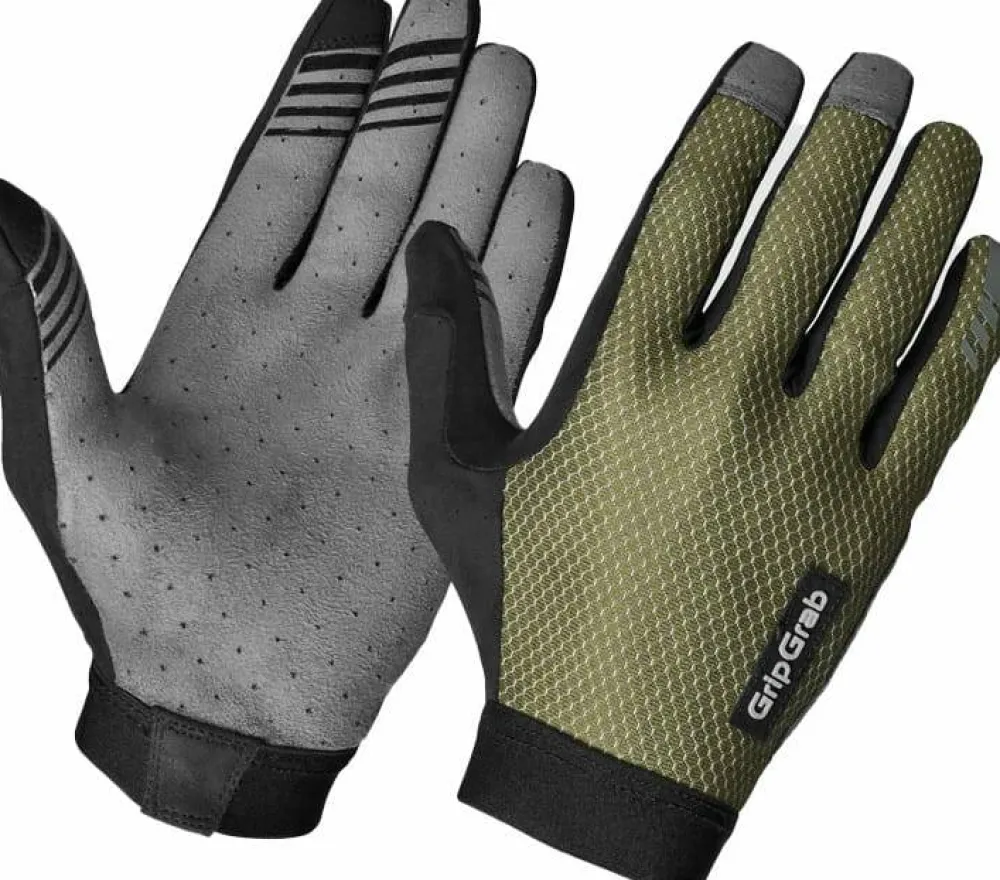 Outlet Gripgrab Vertical 2 Insidegrip™ Full Finger Summer Gloves Olive Green