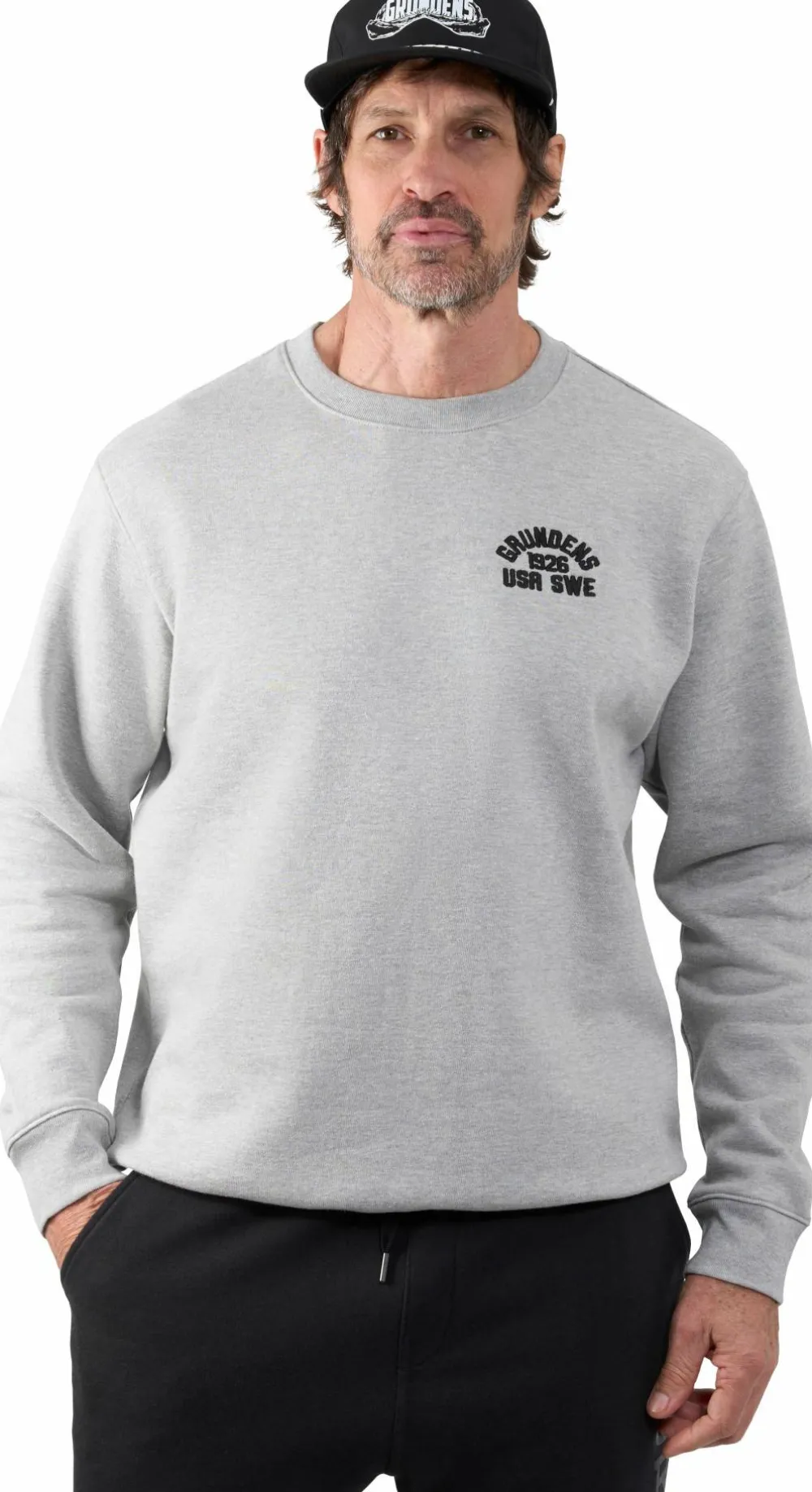 Sale Grundéns Men's 1926 Crew Sweatshirt Lightgrey