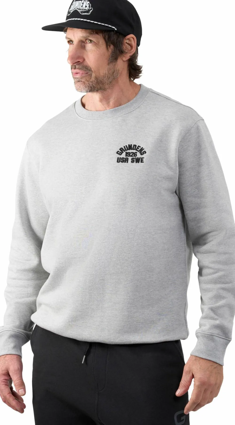 Sale Grundéns Men's 1926 Crew Sweatshirt Lightgrey