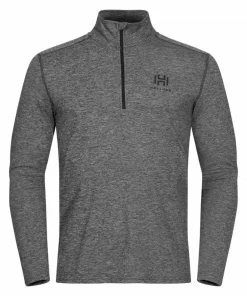Sale Hellner Men's Nunis Halfzip Long Sleeve Tee Black Beauty melange