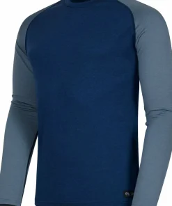 Hot Hellner Men's Wool Warm Base Layer Long Sleeve Dress Blue/Flint Stone