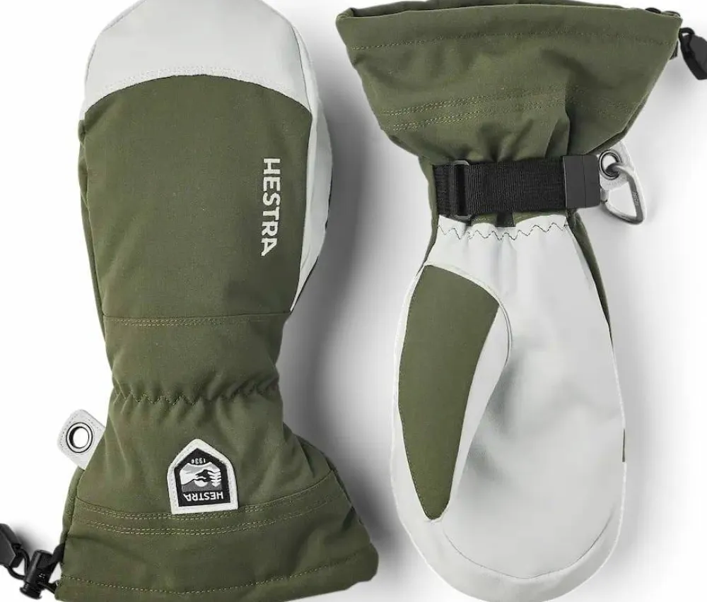 Outlet Hestra Army Leather Heli Ski Mitt Olive