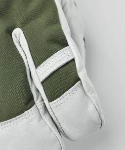 Outlet Hestra Army Leather Heli Ski 3-Finger Olive
