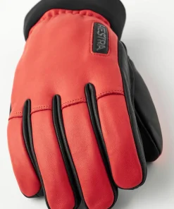Online Hestra Army Leather Wool Terry 5-Finger Flame Red