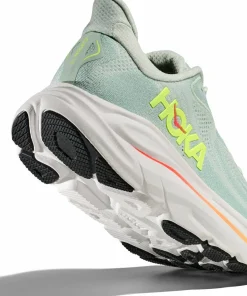 Online Hoka Women's Clifton 10 Wide Sea Glass/Neon Flame