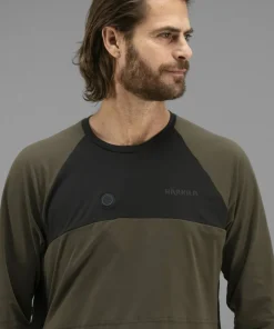 New Härkila Men's Heat L/S T-shirt Willow Green/Black