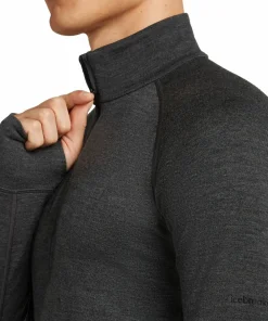 Discount Icebreaker Men's Merino 260 ZoneKnit Long Sleeve Half Zip Jet Hthr