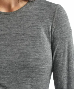 Best Icebreaker Women's 200 Oasis Long Sleeve Crewe Gritstone Heather Gritstone HTHR