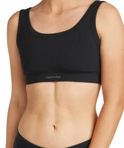 Clearance Icebreaker Women's Merino Rib Lotus Bra Black