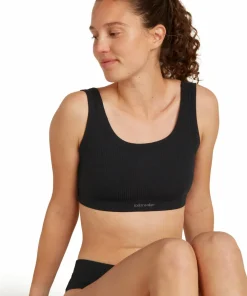 Clearance Icebreaker Women's Merino Rib Lotus Bra Black