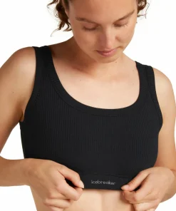 Clearance Icebreaker Women's Merino Rib Lotus Bra Black