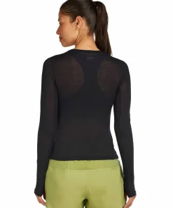 Sale Icebreaker Women's Merino 75 Cool-Lite Featherlight Longleeve Crewe Black
