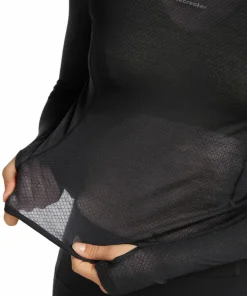 Sale Icebreaker Women's Merino 75 Cool-Lite Featherlight Longleeve Crewe Black