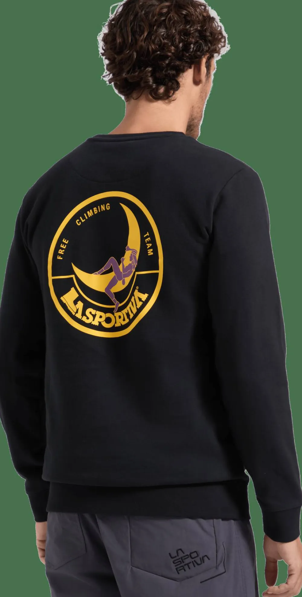 La Sportiva Men's Climbing On The Moon Sweatshirt Nero/Giallo